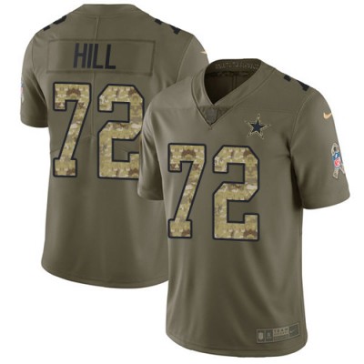 Nike Dallas Cowboys #72 Trysten Hill OliveCamo Men's Stitched NFL Limited 2017 Salute To Service Jersey